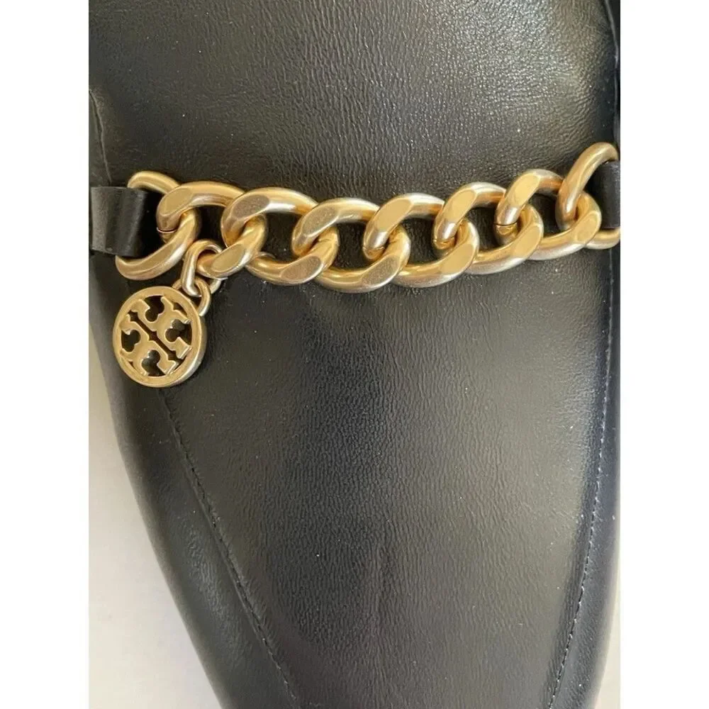 TORY BURCH MINI BENTON LOAFER SLIDE WITH CHARM IN PERFECT BLACK Size 7